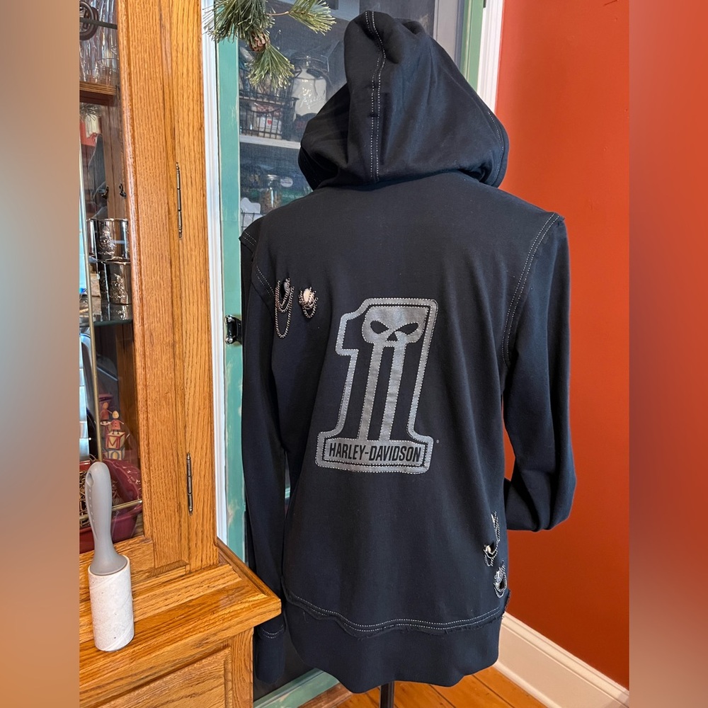 Harley-Davidson® Willie G UNIQUE RARE Distressed Hoodie With Chains - NWOT 💀 - Picture 3 of 16
